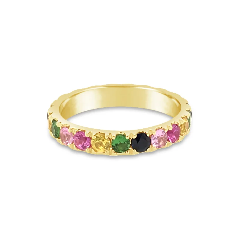 Exclusive Jewelry Sale Event – Shop Now Enlarged Rainbow Gemstone Band Ring