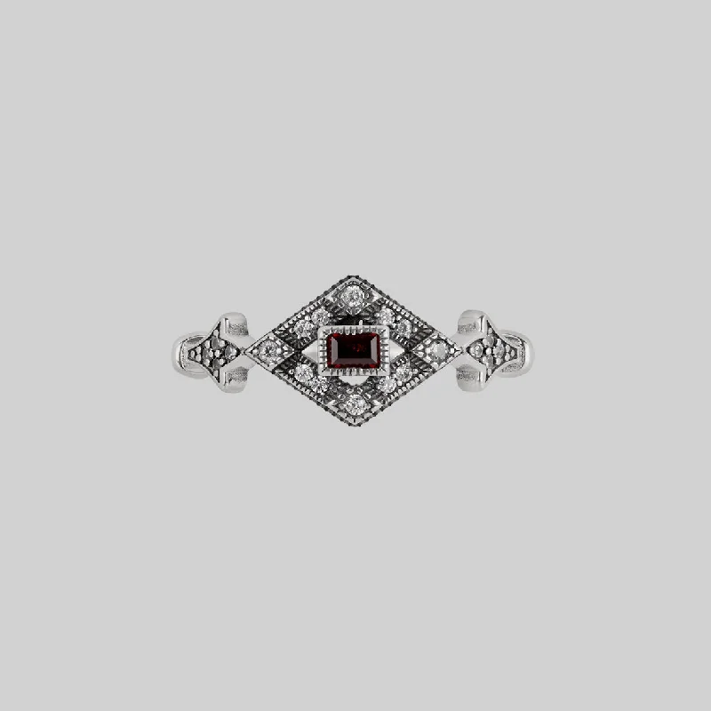 Must-Have Jewelry Pieces At Reduced Prices FLAPPER. Gatsby Garnet Ring - Silver