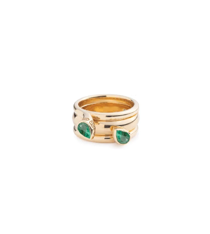 Huge Savings On Timeless Jewelry Collections Forever & Always a Pair - Love : .5ct Emerald Bookend and Engravable Ring Stack