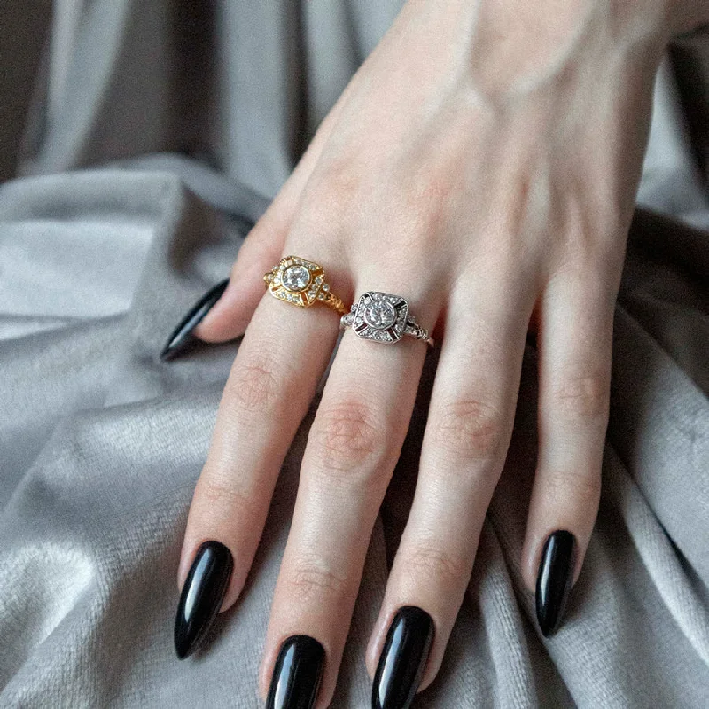 Stunning Jewelry At Even More Stunning Prices GRANDIOSE. Gothic Cubic Zirconia Cocktail Ring - Gold