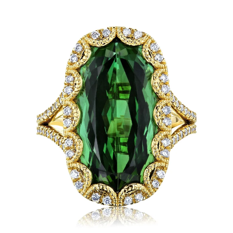 Chic, Trendy, And Affordable Jewelry Sale Green Tourmaline Royal Scallop Ring