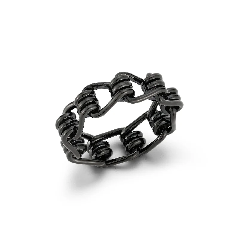 Luxury Jewelry At Unbeatable Discounts HUXLEY BLACK STERLING SILVER COIL LINK RING Luxury Jewelry At Unbeatable Discounts HUXLEY BLACK STERLING SILVER COIL LINK RING