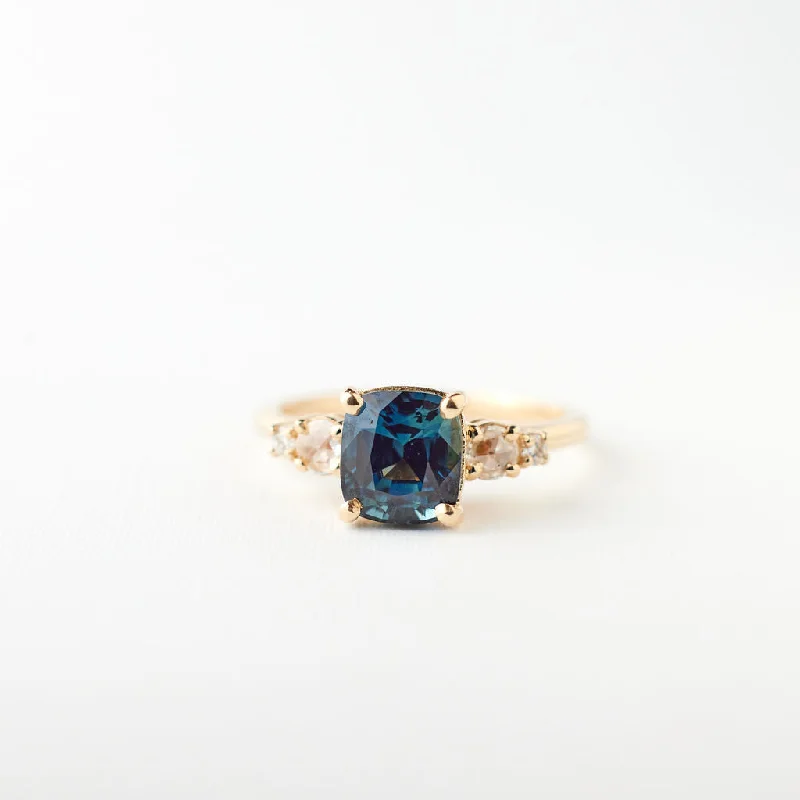 Affordable Luxury Jewelry For Every Occasion Isa Ring - 2.04 Carat Green Blue Cushion Sapphire