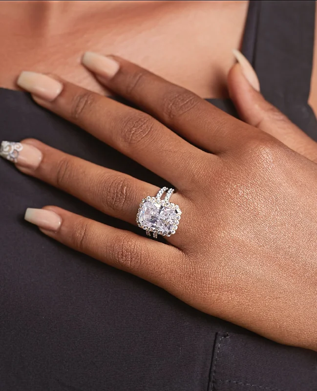 Timeless Elegance At Unbelievable Discounts Jamila Sterling Silver Radiant CZ Bride Set Timeless Elegance At Unbelievable Discounts Jamila Sterling Silver Radiant CZ Bride Set
