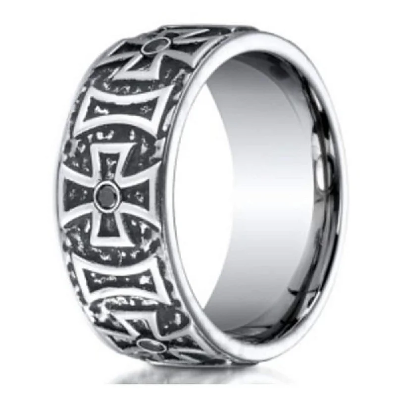 Shop Trending Jewelry With Exclusive Savings Men's Cobalt Cross Ring with 6 Black Diamonds from | 9mm Shop Trending Jewelry With Exclusive Savings Men's Cobalt Cross Ring with 6 Black Diamonds from | 9mm