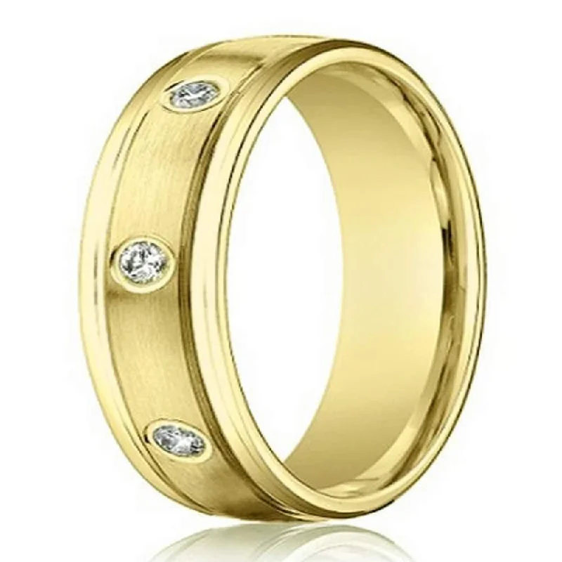 Exclusive Online Discounts On Stylish Jewelry Mens 4mm 14k Yellow Gold Wedding Ring with 8 Round Diamonds Exclusive Online Discounts On Stylish Jewelry Mens 4mm 14k Yellow Gold Wedding Ring with 8 Round Diamonds