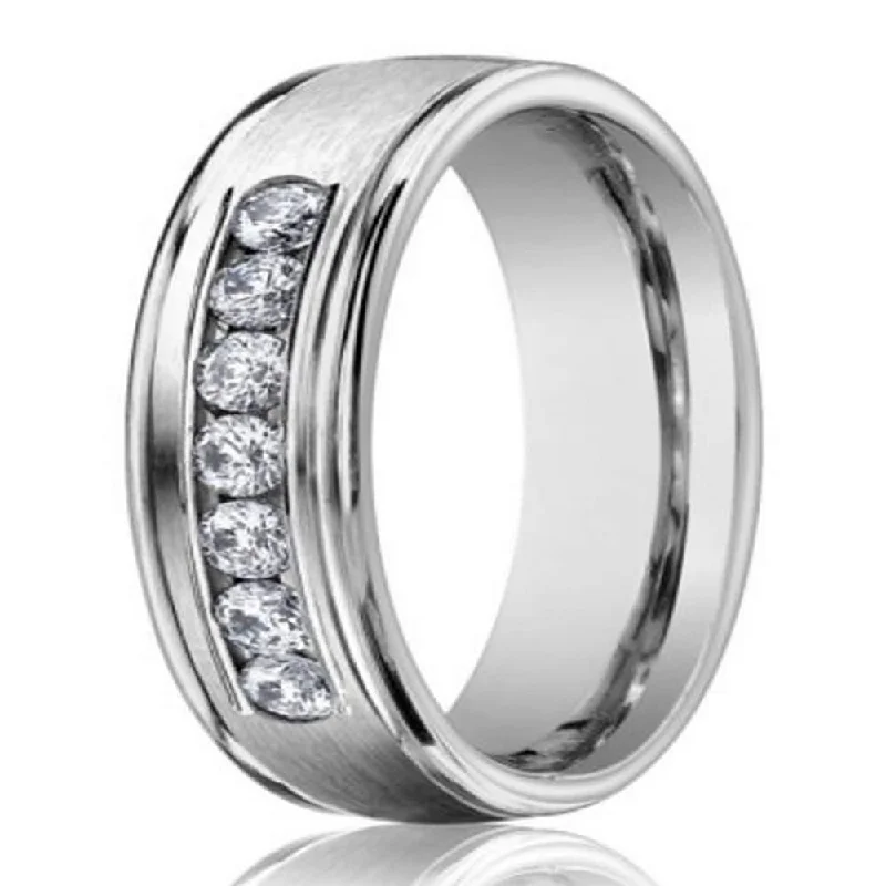 Special Offers On Handcrafted And Designer Jewelry Men's 14K White Gold Wedding Ring with 7 Diamonds | 6mm Special Offers On Handcrafted And Designer Jewelry Men's 14K White Gold Wedding Ring with 7 Diamonds | 6mm