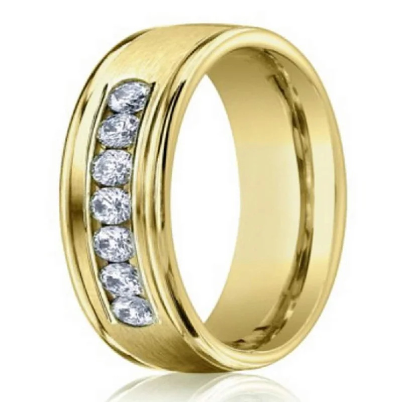 Exclusive Jewelry Offers – Shine For Less 6mm Mens Diamond Wedding Ring in 14k Yellow Gold Exclusive Jewelry Offers – Shine For Less 6mm Mens Diamond Wedding Ring in 14k Yellow Gold