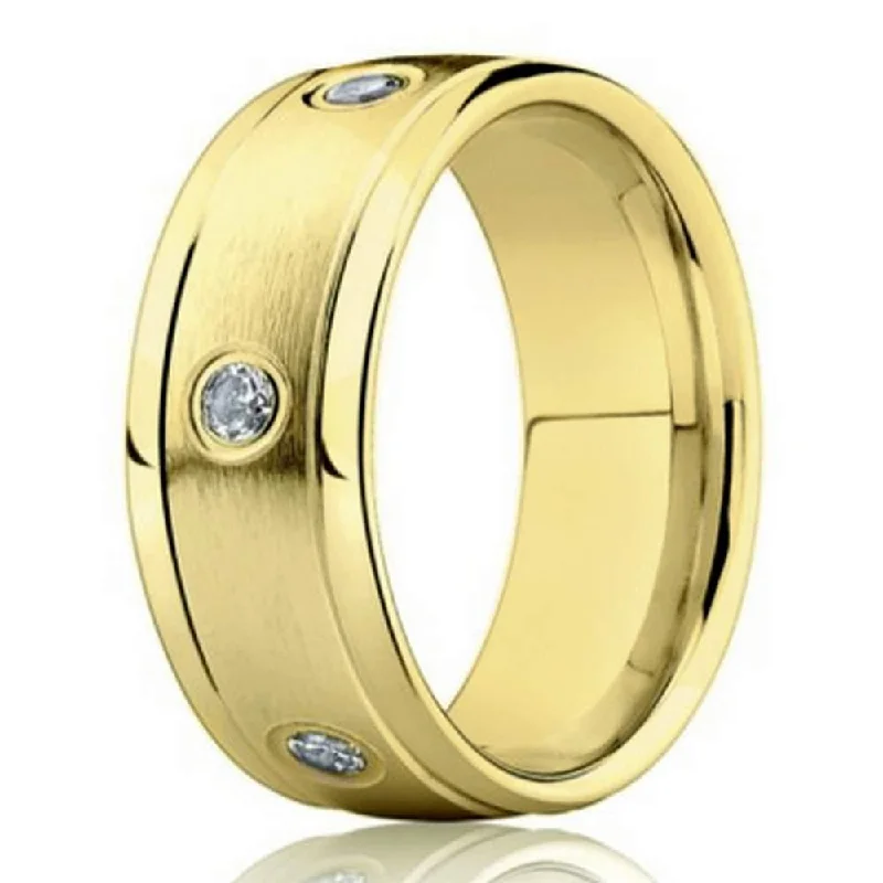 Discounted Luxury Jewelry – Shine Without The Splurge 8mm Diamond Eternity Wedding Band for Men in 14k Yellow Gold Discounted Luxury Jewelry – Shine Without The Splurge 8mm Diamond Eternity Wedding Band for Men in 14k Yellow Gold