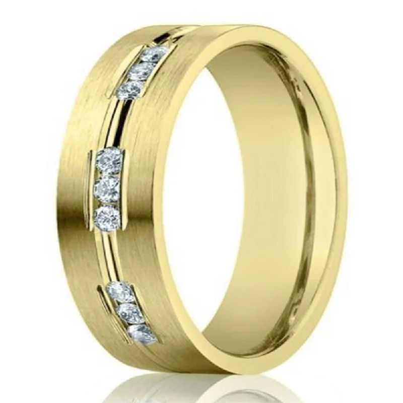 Huge Savings On Timeless Jewelry Collections 6mm Designer 14k Yellow Gold Wedding Ring for Men with Diamonds Huge Savings On Timeless Jewelry Collections 6mm Designer 14k Yellow Gold Wedding Ring for Men with Diamonds