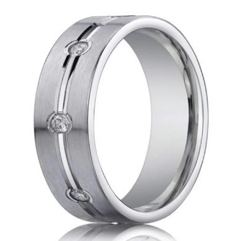 Seasonal Jewelry Sale – Upgrade Your Collection Men's White Gold Wedding Ring with 8 Diamonds | 6mm Seasonal Jewelry Sale – Upgrade Your Collection Men's White Gold Wedding Ring with 8 Diamonds | 6mm