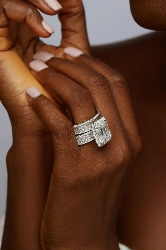 Don't Miss Out On Jaw-Dropping Jewelry Discounts Liz Moissainite Emerald Cut Bride Set Don't Miss Out On Jaw-Dropping Jewelry Discounts Liz Moissainite Emerald Cut Bride Set