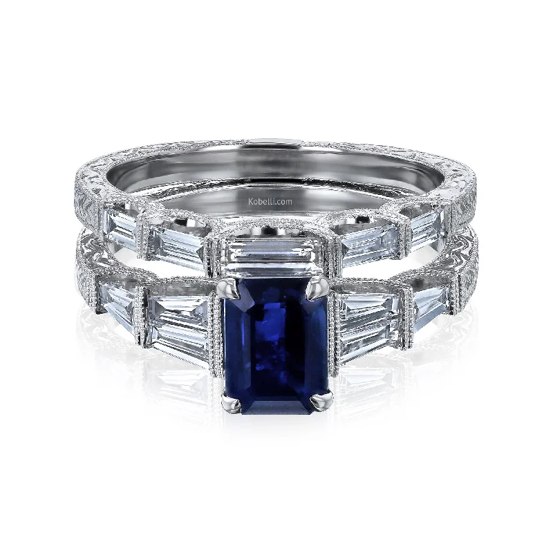 Luxury Meets Affordability – Jewelry Sale Now Live Lou Mid-Century Style Sapphire Ring with Filigree Engravings - Size 6.5