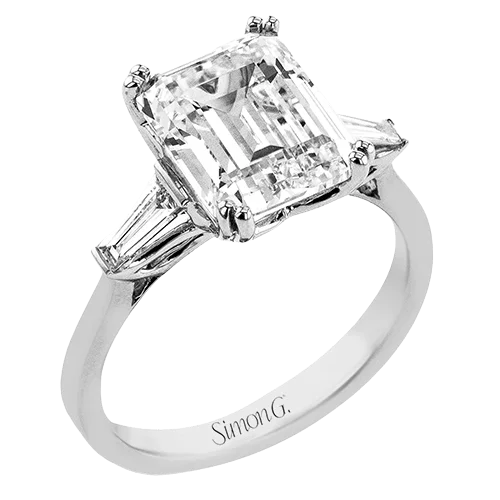 Affordable Luxury Jewelry For Every Occasion Emerald-cut Three-stone Engagement Ring in 18k Gold with Diamonds Affordable Luxury Jewelry For Every Occasion Emerald-cut Three-stone Engagement Ring in 18k Gold with Diamonds