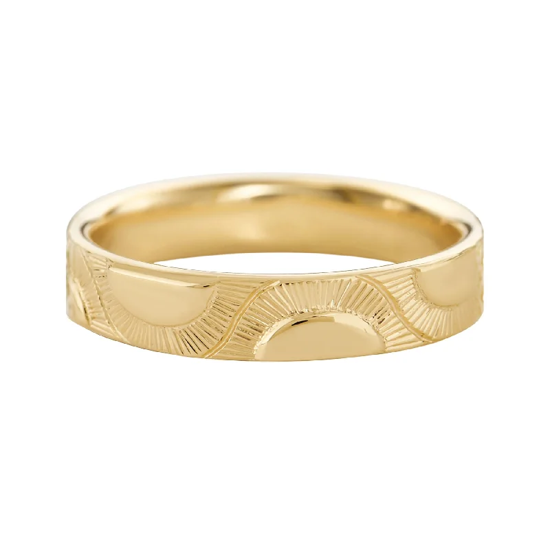 Timeless Elegance, Temporary Discounts – Act Fast Men’s Engraved Golden Sun Pattern Wedding Band Timeless Elegance, Temporary Discounts – Act Fast Men’s Engraved Golden Sun Pattern Wedding Band