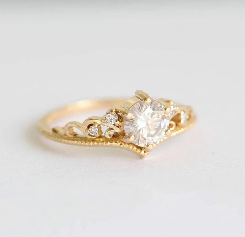 Fashion-Forward Jewelry At Exclusive Discounts Bella Moissanite & Milgrain Ring Set With Side Diamonds Fashion-Forward Jewelry At Exclusive Discounts Bella Moissanite & Milgrain Ring Set With Side Diamonds