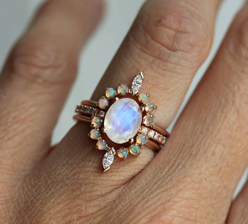 Seasonal Jewelry Sale – Upgrade Your Style Today Dream Moonstone Ring Set, Engagement Ring Seasonal Jewelry Sale – Upgrade Your Style Today Dream Moonstone Ring Set, Engagement Ring