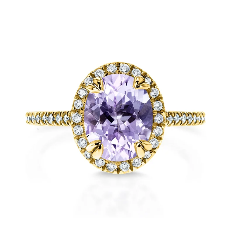 Classic And Modern Jewelry Styles On Sale Oval Gemstone & Diamond Halo Ring (Amethyst or Topaz)