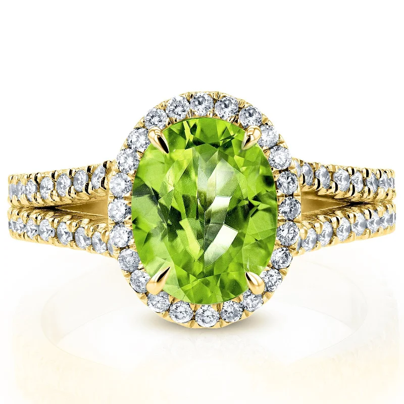 Grab Exquisite Jewelry At The Lowest Prices Oval Gemstone & Diamond Halo Split Shank Ring (Peridot, Amethyst, or Topaz)