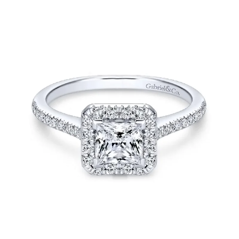 Customized Silver Jewelry For Unique Style Patience - 14K White Gold Princess Halo Diamond Engagement Ring Customized Silver Jewelry For Unique Style Patience - 14K White Gold Princess Halo Diamond Engagement Ring