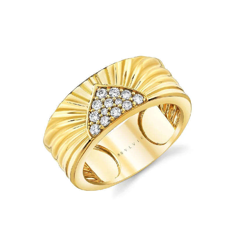 Flash Deals On Fine Jewelry – Shop Before It's Gone 14K Yellow Gold Fluted Pavé Set Natural Diamonds Ring Flash Deals On Fine Jewelry – Shop Before It's Gone 14K Yellow Gold Fluted Pavé Set Natural Diamonds Ring