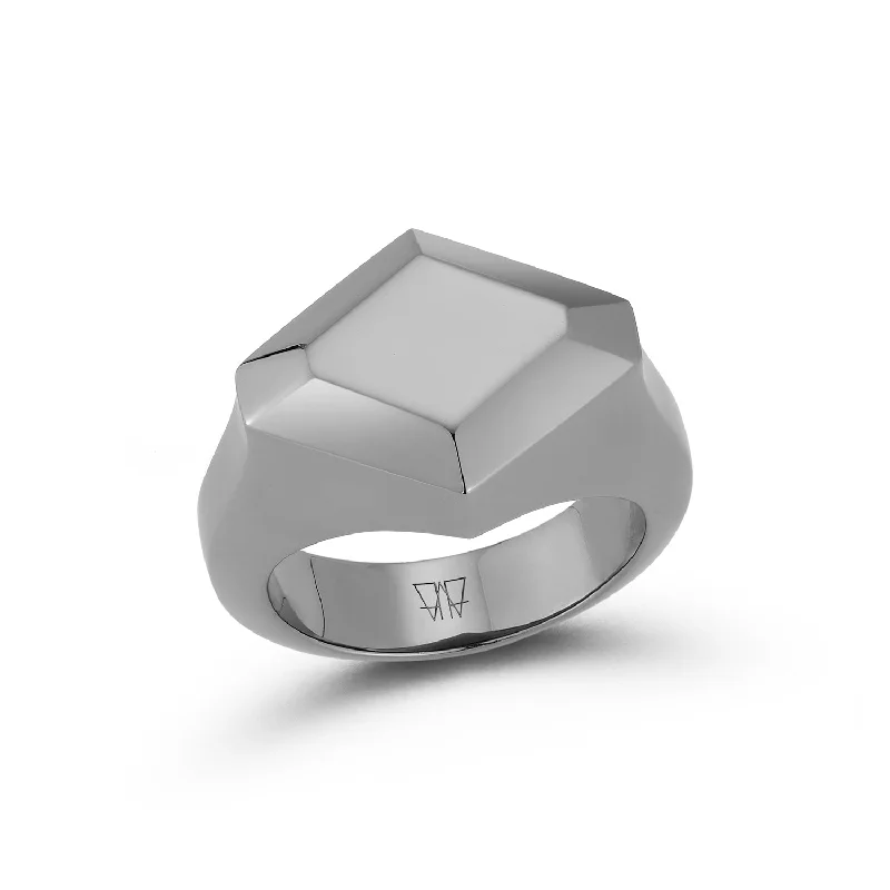 Shop Dazzling Jewelry At The Best Prices QUENTIN STERLING SILVER AND BLACK RHODIUM FACETED HEXAGON SIGNET RING Shop Dazzling Jewelry At The Best Prices QUENTIN STERLING SILVER AND BLACK RHODIUM FACETED HEXAGON SIGNET RING