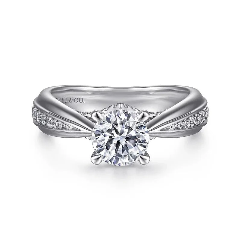 Final Call For Exquisite Jewelry At Reduced Rates Raiza - 14K White Gold Wide Band Round Diamond Engagement Ring (Setting Only) Final Call For Exquisite Jewelry At Reduced Rates Raiza - 14K White Gold Wide Band Round Diamond Engagement Ring (Setting Only)