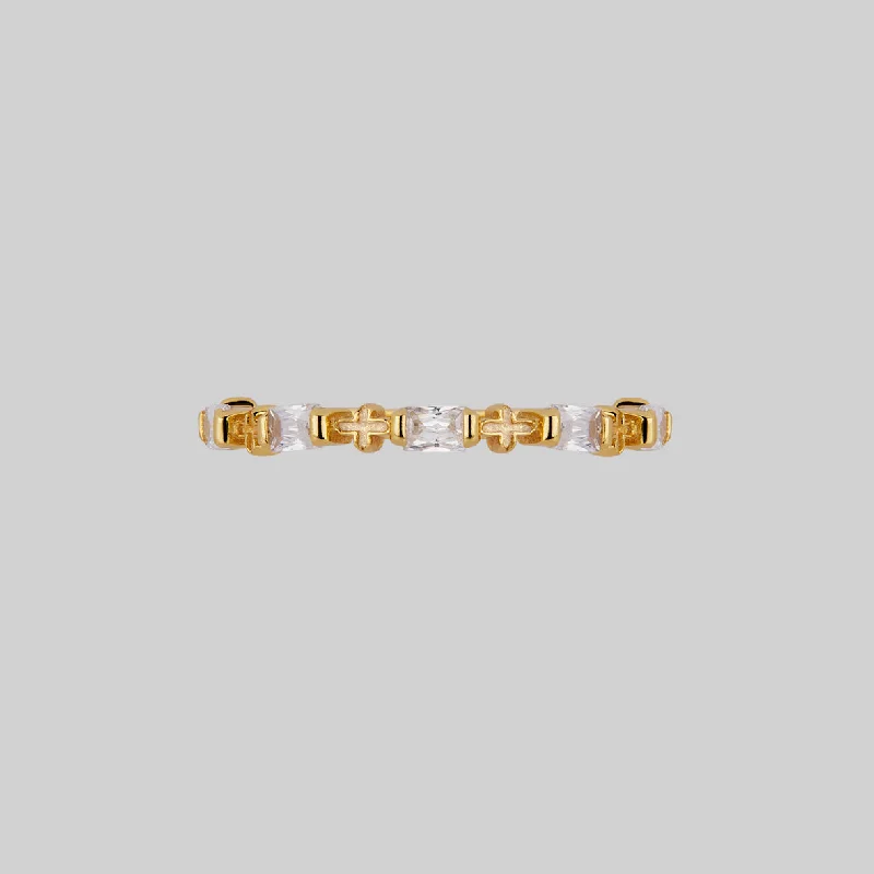 Glamorous Jewelry, Glamorous Deals – Shop Now RENE. Gothic Cubic Zirconia Band Ring - Gold