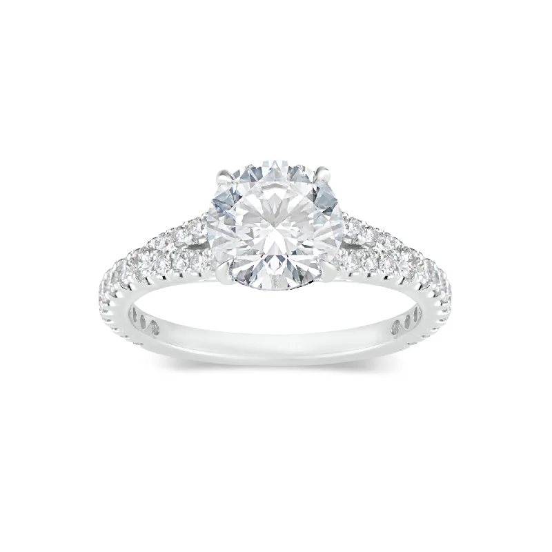 Modern Statement Jewelry For Bold Styling Round Diamond Engagement Ring with Diamond Band Modern Statement Jewelry For Bold Styling Round Diamond Engagement Ring with Diamond Band