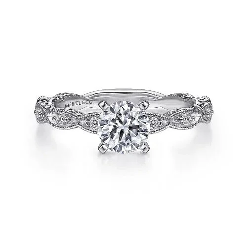 Unmissable Deals On Handmade Jewelry Collections Sadie - Vintage Inspired 14K White Gold Round Diamond Engagement Ring (Setting Only)