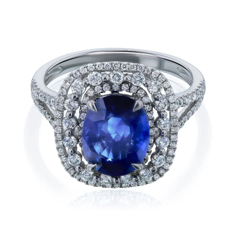 Timeless Jewelry At Special Discount Rates Sapphire & Diamond Triple Halo Ring