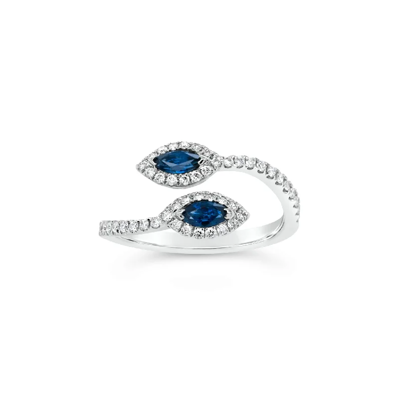 Gorgeous Jewelry, Limited-Time Savings Sapphire Marquise & Diamond Open Ring