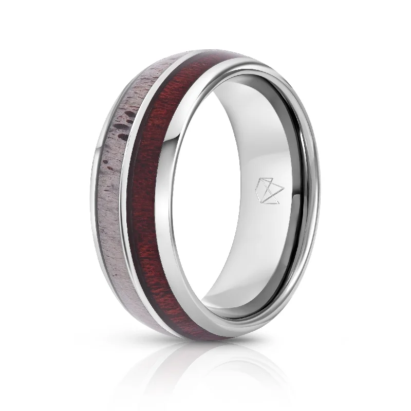 Timeless Jewelry Styles At Wallet-Friendly Prices Silver Tungsten Ring - Antler & Koa Wood Timeless Jewelry Styles At Wallet-Friendly Prices Silver Tungsten Ring - Antler & Koa Wood