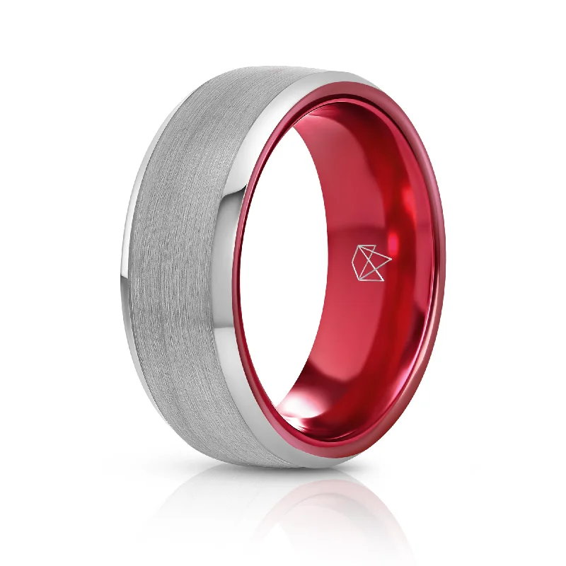 Limited-Stock Jewelry Sale – Once It's Gone, It's Gone Silver Tungsten Ring - Resilient Red Limited-Stock Jewelry Sale – Once It's Gone, It's Gone Silver Tungsten Ring - Resilient Red