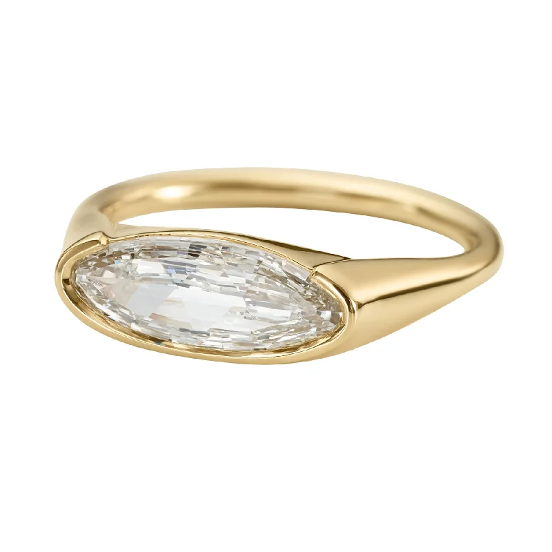 Glamorous Jewelry, Glamorous Deals – Shop Now Solitaire Diamond Ring in Elongated Moval Cut