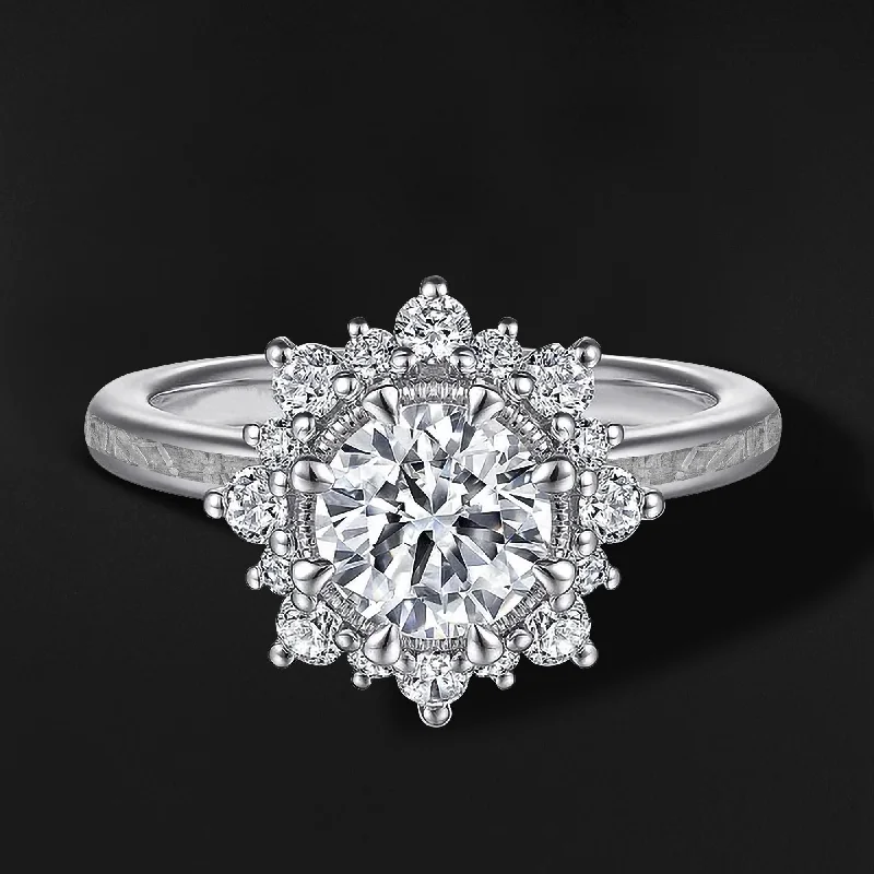 Personalized Jewelry Sale – Meaningful Gifts At Great Prices Stellar Bloom | 14K Gold Engagement Ring for Her | Brilliant Moissanite and Natural Meteorite