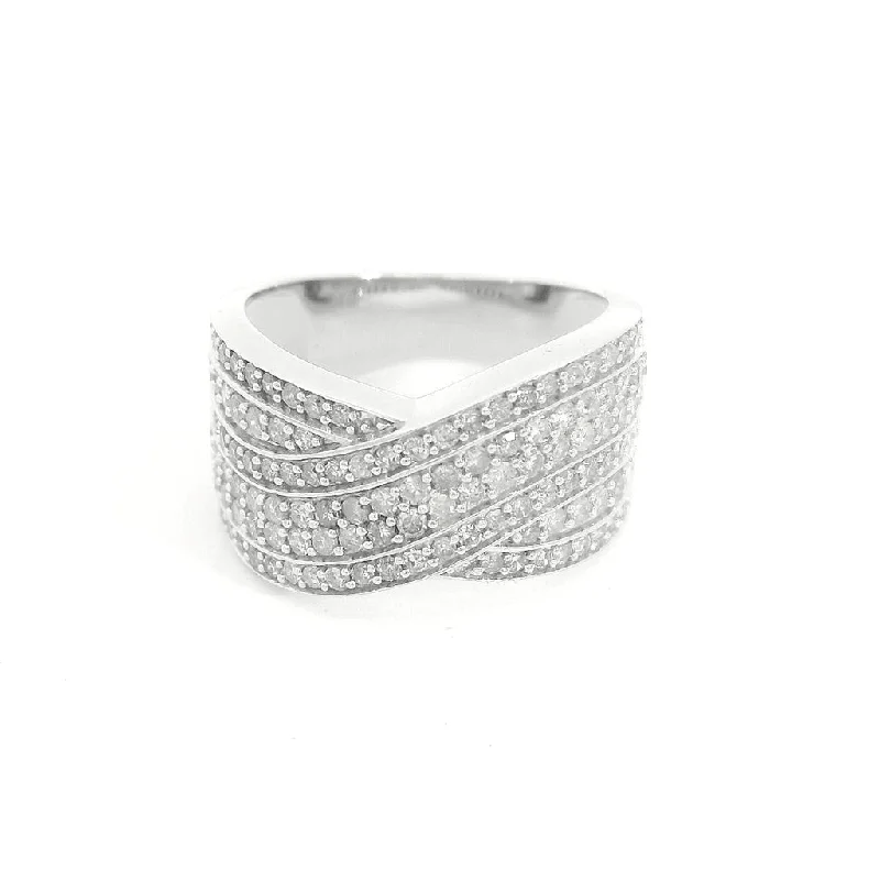 Discounted Jewelry For A Glamorous Look Sterling Silver Twisted Natural Diamonds Ring Discounted Jewelry For A Glamorous Look Sterling Silver Twisted Natural Diamonds Ring