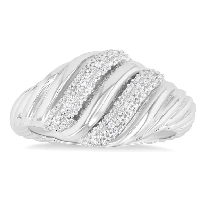 Shop Fine Jewelry With Exclusive Savings Sterling Silver Twisted Rib Diamond Ring