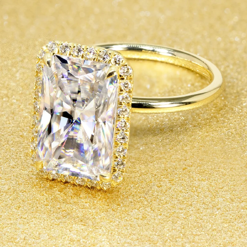 Shop Dazzling Jewelry At The Best Prices The Adara, 4.5ct Elongated Radiant-cut Halo Ring Shop Dazzling Jewelry At The Best Prices The Adara, 4.5ct Elongated Radiant-cut Halo Ring