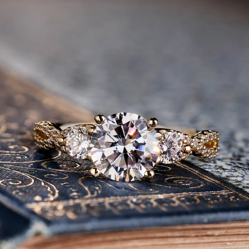 Sparkle On A Budget – Fine Jewelry For Less The Elodie - Three Stone Round Twisted Diamond Engagement Ring