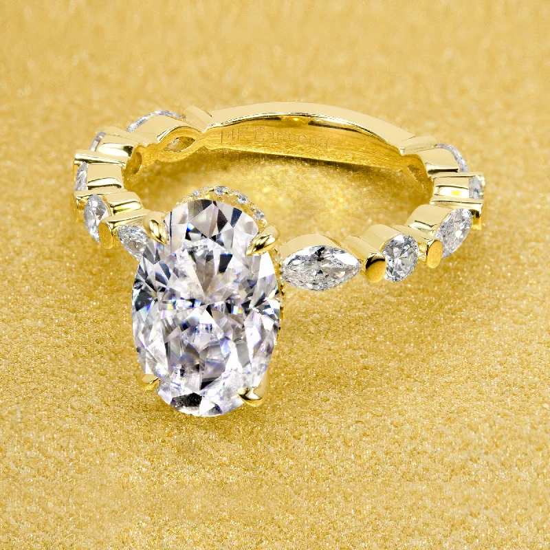 Personalized Jewelry At Special Discount Rates The Grace, 3ct Elongated Oval Brilliant-cut Hidden Eternity Halo Floating Ring Personalized Jewelry At Special Discount Rates The Grace, 3ct Elongated Oval Brilliant-cut Hidden Eternity Halo Floating Ring