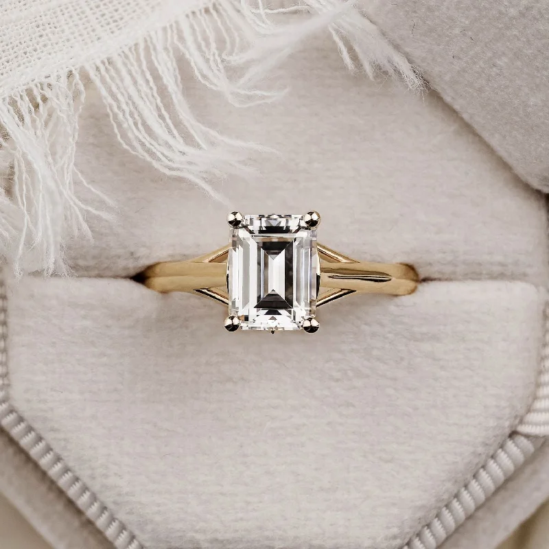 Handcrafted Jewelry Sale – Unique Designs At Low Prices The Rosalie - Emerald Cut Diamond Engagement Ring with a Split Shank Handcrafted Jewelry Sale – Unique Designs At Low Prices The Rosalie - Emerald Cut Diamond Engagement Ring with a Split Shank