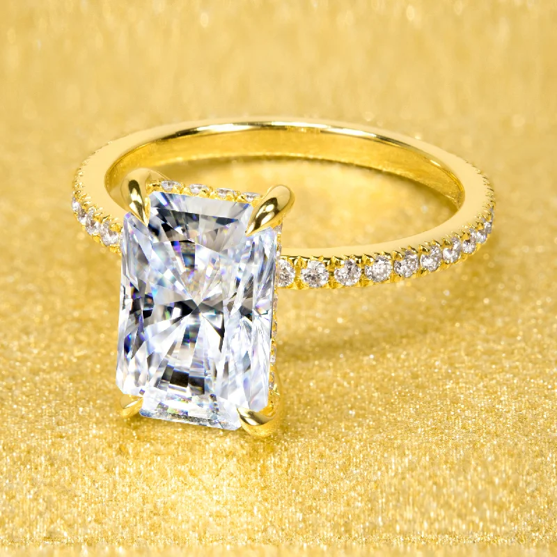 Last Chance To Shop High-End Jewelry At Markdown Prices The Stella, 3ct Elongated Radiant-cut Hidden Halo Ring Last Chance To Shop High-End Jewelry At Markdown Prices The Stella, 3ct Elongated Radiant-cut Hidden Halo Ring