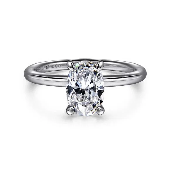 Handcrafted Beauty At Affordable Prices Tiana - 14K White Gold Oval Solitaire Diamond Engagement Ring (Setting Only) Handcrafted Beauty At Affordable Prices Tiana - 14K White Gold Oval Solitaire Diamond Engagement Ring (Setting Only)
