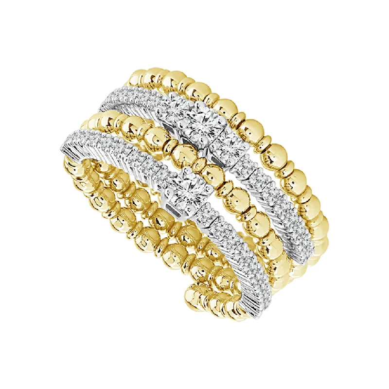 Make Your Outfit Shine With Discounted Jewelry Titanium and 14K Yellow Gold Multi Row Flexi Diamond Ring Make Your Outfit Shine With Discounted Jewelry Titanium and 14K Yellow Gold Multi Row Flexi Diamond Ring