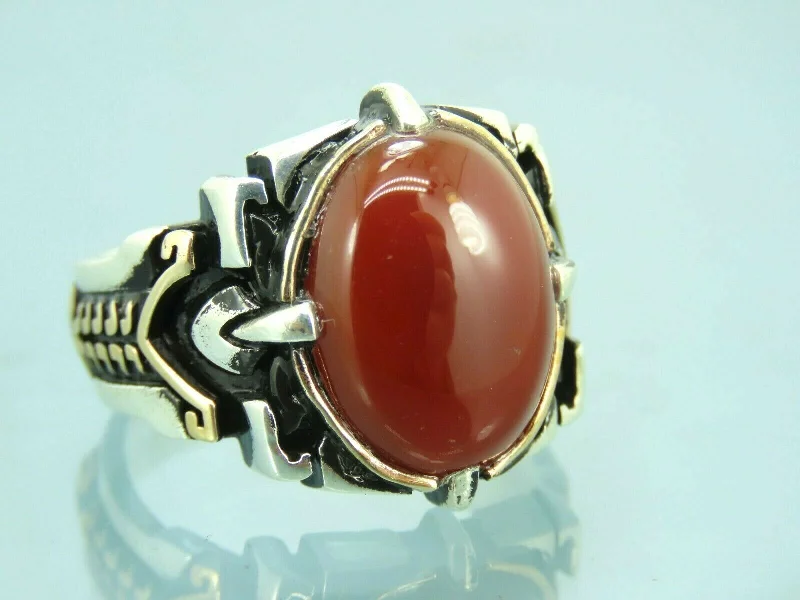 Once-A-Year Jewelry Sale – Grab Your Favorites Now Turkish Handmade Jewelry 925 Sterling Silver Agate Stone Mens Rings