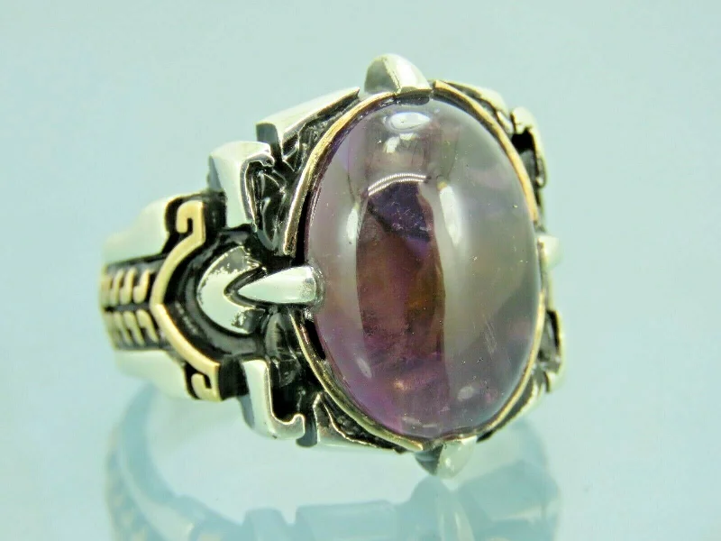 Luxury Handcrafted Jewelry For Elegant Looks Turkish Handmade Jewelry 925 Sterling Silver Amethyst Stone Antique Mens Rings