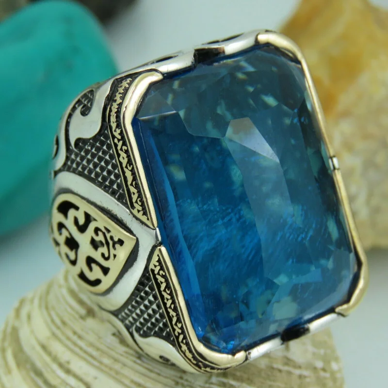 Exclusive Jewelry Offers – Shine For Less Turkish Handmade Jewelry 925 Sterling Silver Aquamarine Stone Mens Rings Exclusive Jewelry Offers – Shine For Less Turkish Handmade Jewelry 925 Sterling Silver Aquamarine Stone Mens Rings