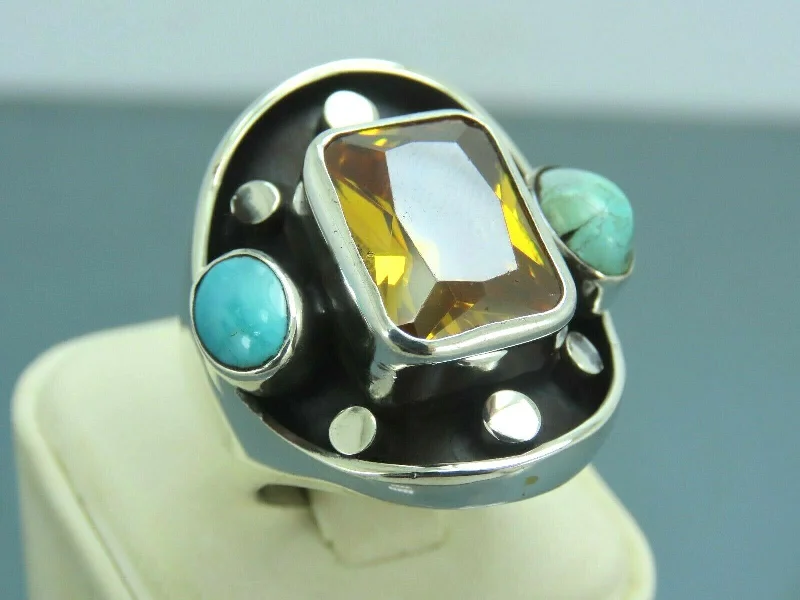 Exclusive Jewelry Sale – Limited-Time Discounts Turkish Handmade Jewelry 925 Sterling Silver Citrine Stone Mens Rings