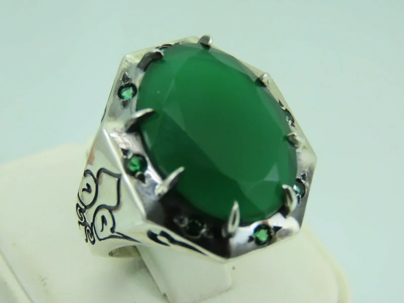 Trendy Minimalist Jewelry For Everyday Wear Turkish Handmade Jewelry 925 Sterling Silver Emerald Stone Mens Rings